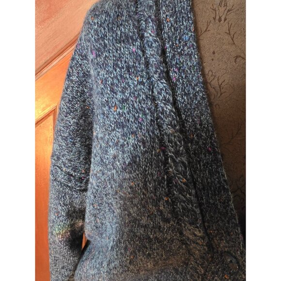 Vintage Outback Red Blue Speckled Cardigan Sweater M Wool Blend - Picture 2 of 7